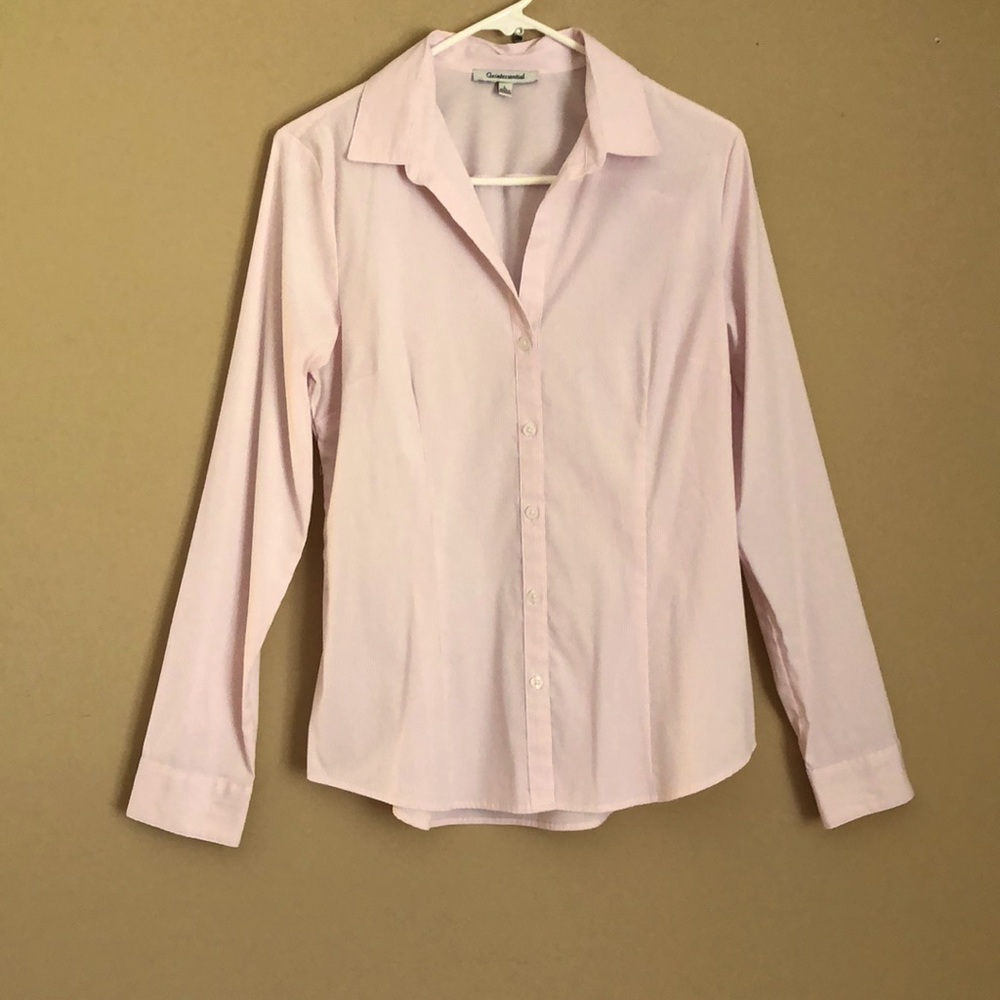 Pretty In Pink Button Down Blouse with long sleeves